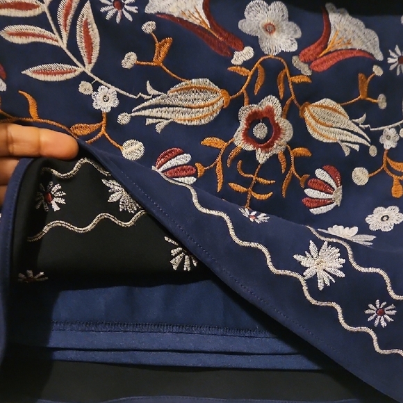 Miami Navy Blue Embroidered Mini Skirt - Picture 3 of 3